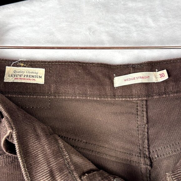Levi's Premium Wedgie Straight Corduroy Pants Brown Women’s 30 High Rise W30 L28 - Picture 8 of 9